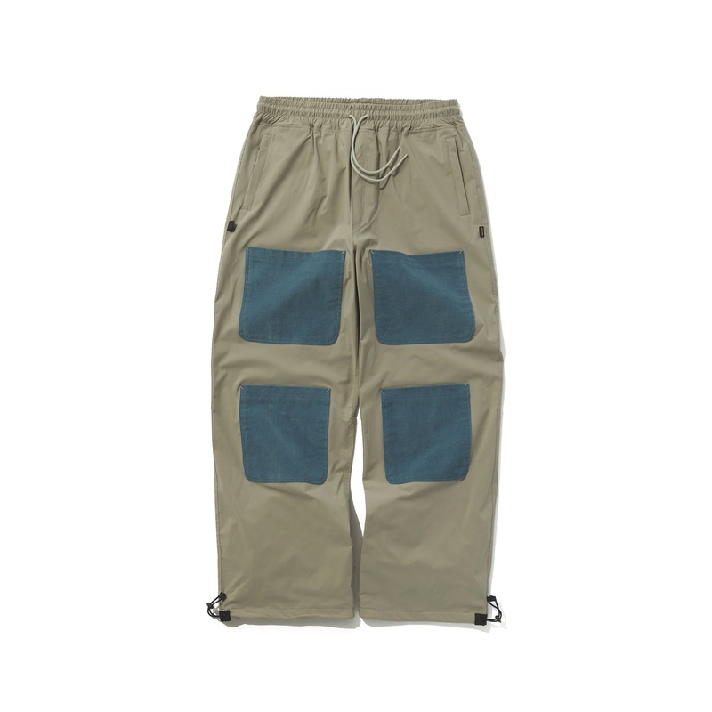 BSRABBIT OPEN 4 POCKET WIDE TRACK PANTS ASH KHAKI / CORDUROY SKY Small ASH KHAKI/CORDUROY SKY