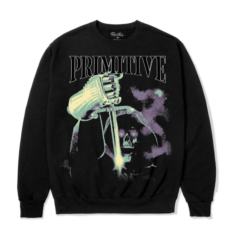 Primitive Tribulation Black Heavyweight Crewneck Sweatshirt L