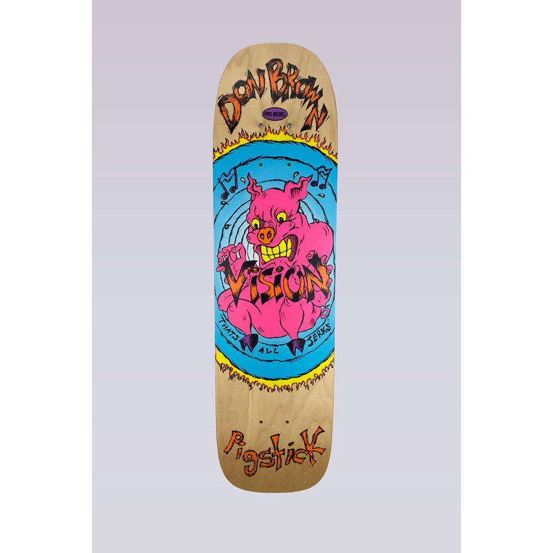 Don Brown Pig Stick OG Reissue Skateboard Deck – 7.25″x27.5″ – Natural