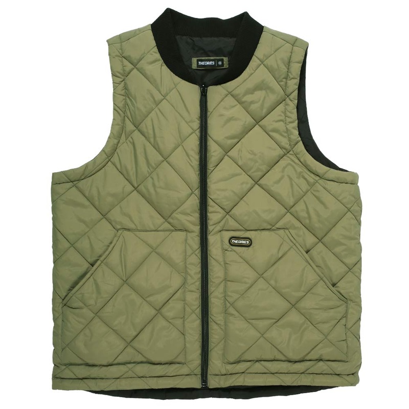 THEORIES NEWTON QUILTED REVERSIBLE VEST SAGE/BLACK MEDIUM
