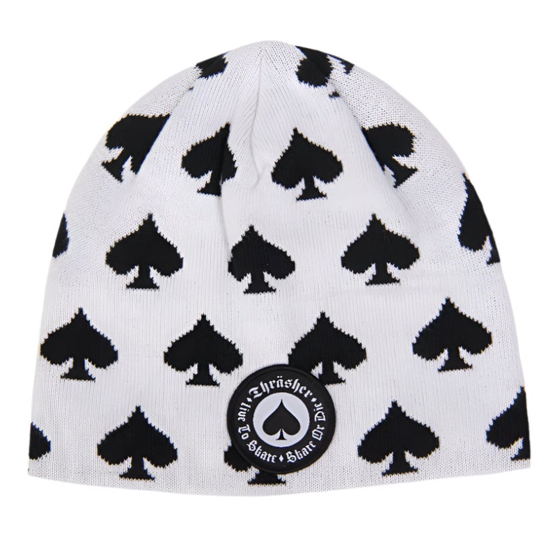 THRASHER OATH SKULLY BEANIE WHITE