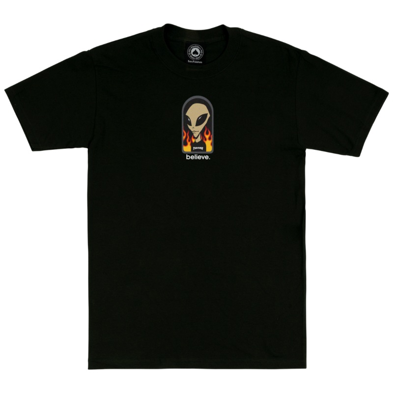 THRASHER X AWS BELIEVE TEE BLACK MEDIUM