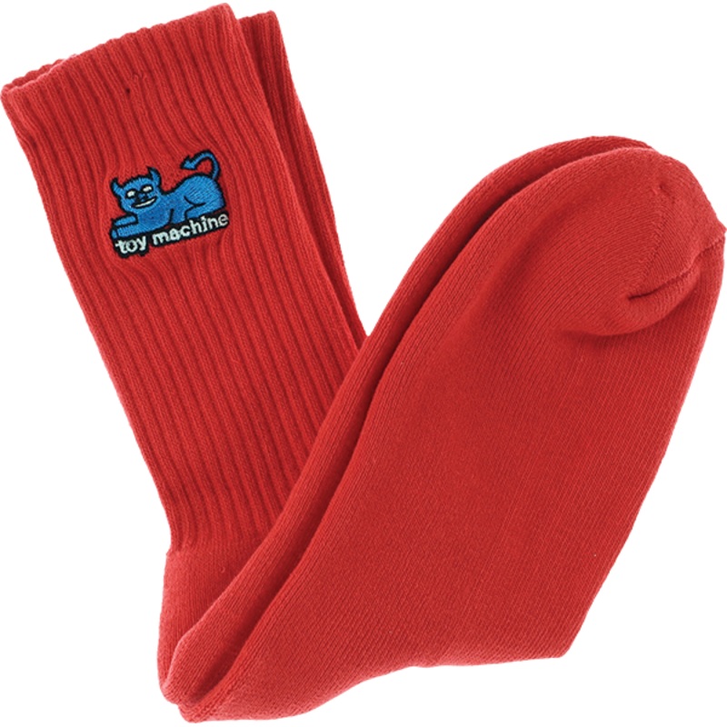 TM DEVIL CAT CREW SOCKS RED 1pr