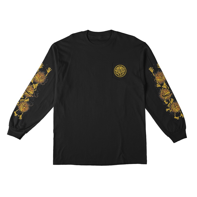 Antihero Grimple Long Sleeve Pocket T-Shirt S Black/Orange/Yellow