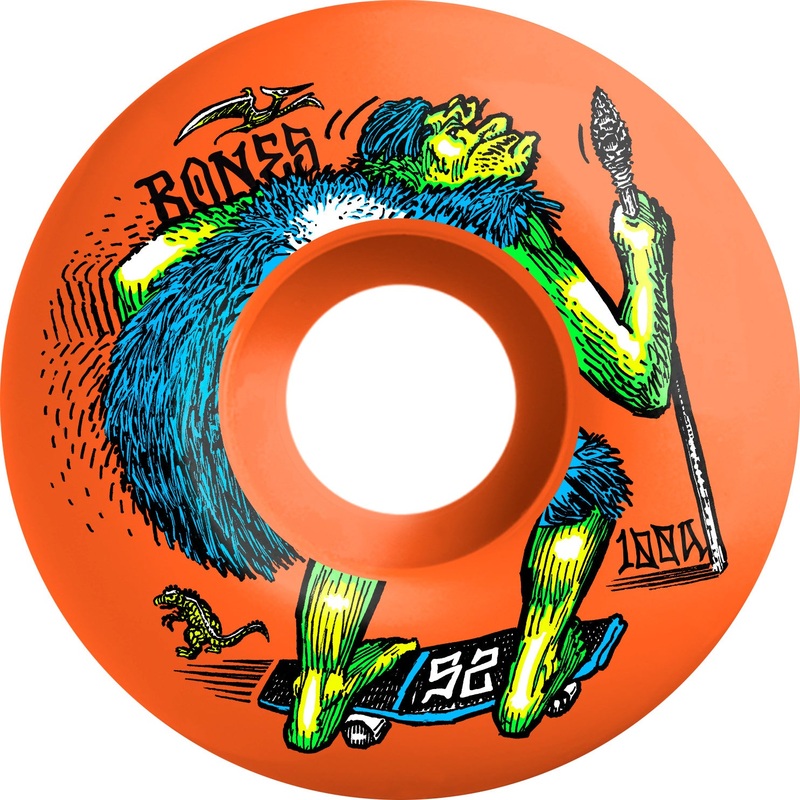 Bones OG Formula NEONderthal V4 Wide 52mm 100a Wheels – Orange (Set of 4)