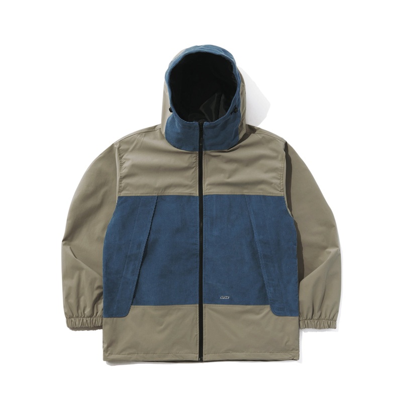 BSRabbit MMM HF WINDBREAKER HOODED JACKET ASH KHAKI / CORDUROY SKY Medium