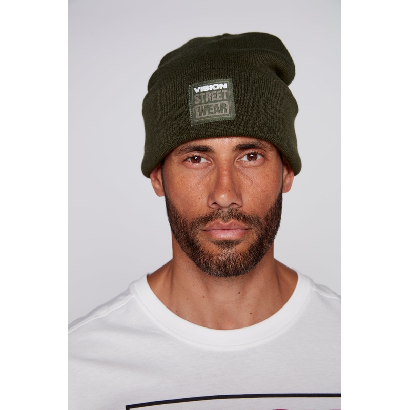 Cuffed Knitted Beanie With Large Logo Patch – ARMY O/S