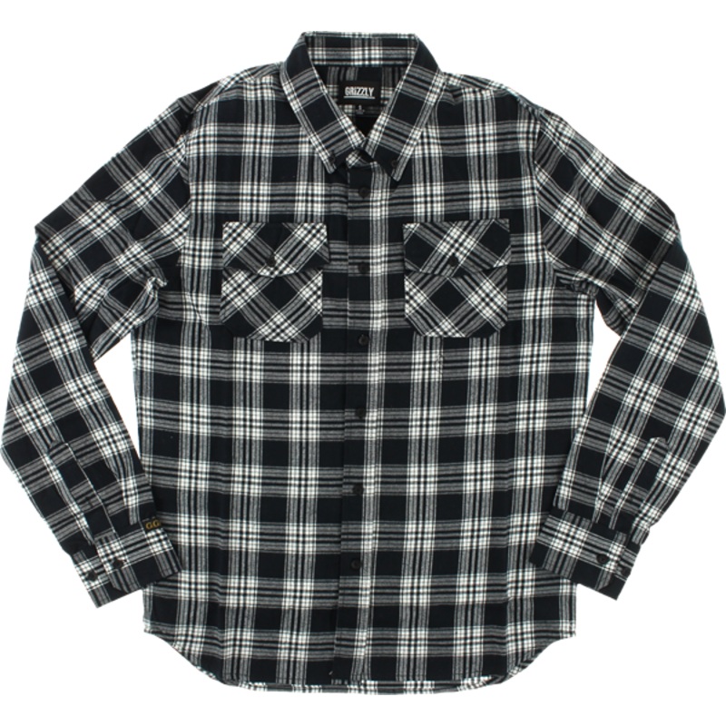 GRIZZLY TUNDRA BUTTON-UP LS BLACK PLAID S