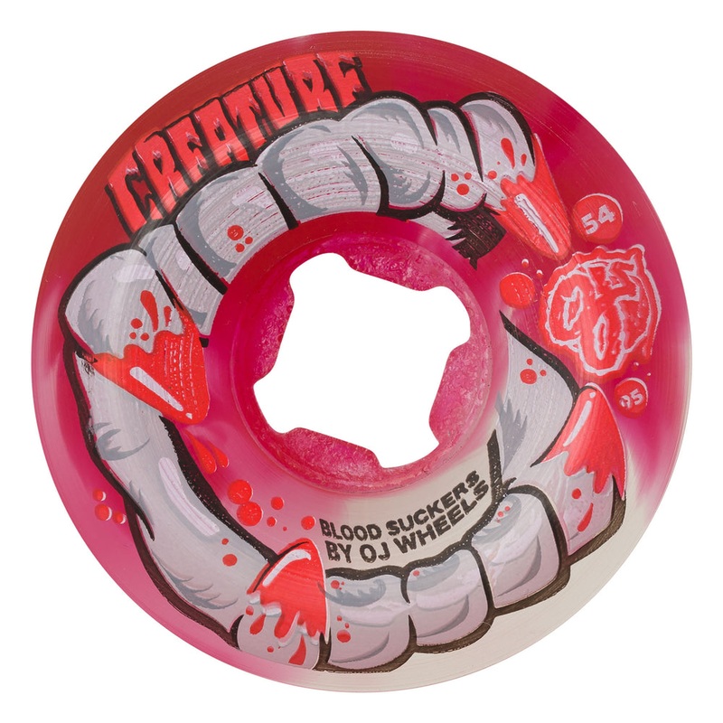 OJ WHEELS CURBSUCKERS RED/CLEAR SWIRL 95A (54MM/56MM) 54MM