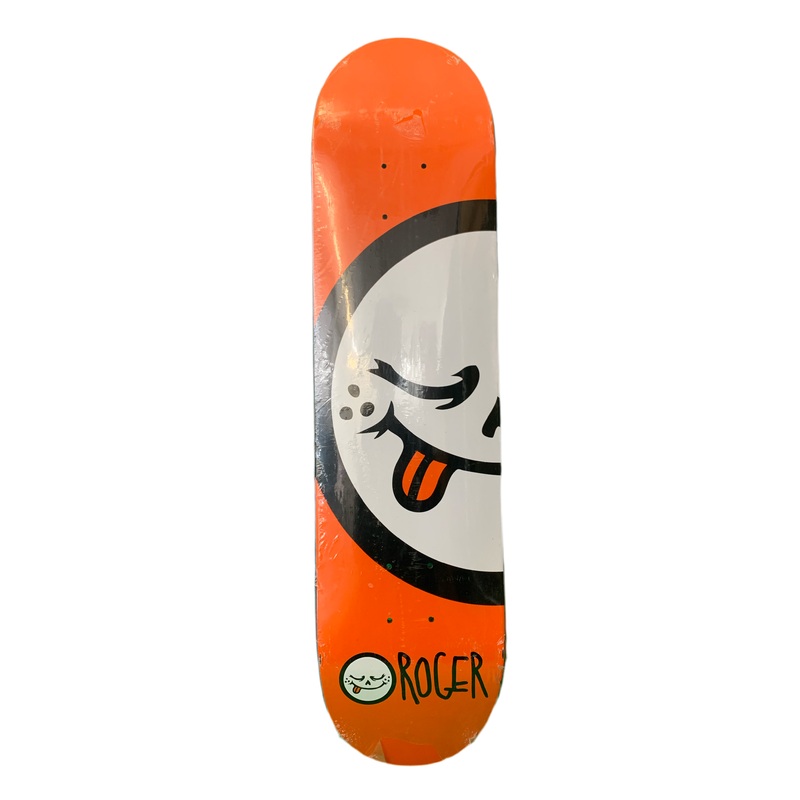 Roger Logo Face Orange 7.75″ Classic Skateboard Deck