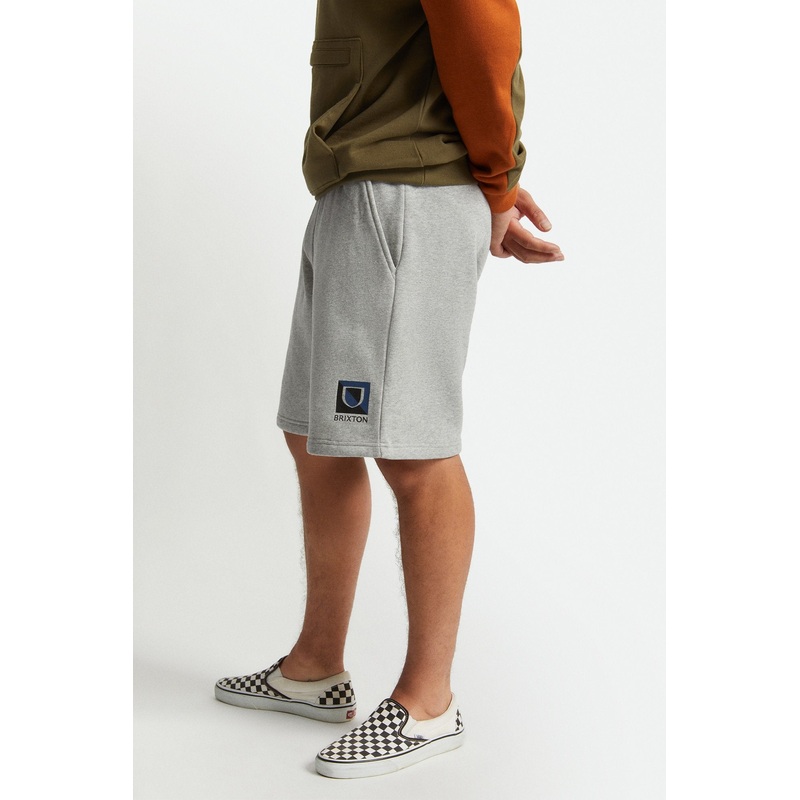 BRIXTON BETA SPLIT FLEECE  SWEAT SHORTS HEATHER GREY SMALL
