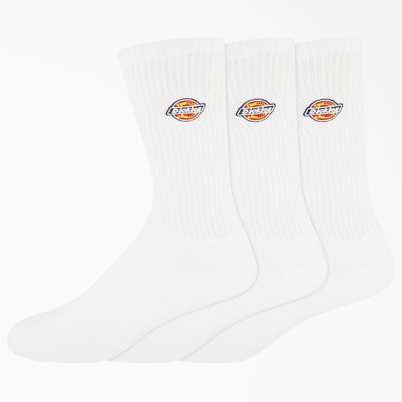 Dickies Embroidered Crew Socks – White