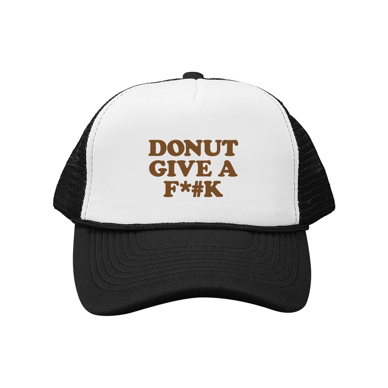“DONUT GIVE A F*#K” DS TRUCKER HAT WHITE BLACK