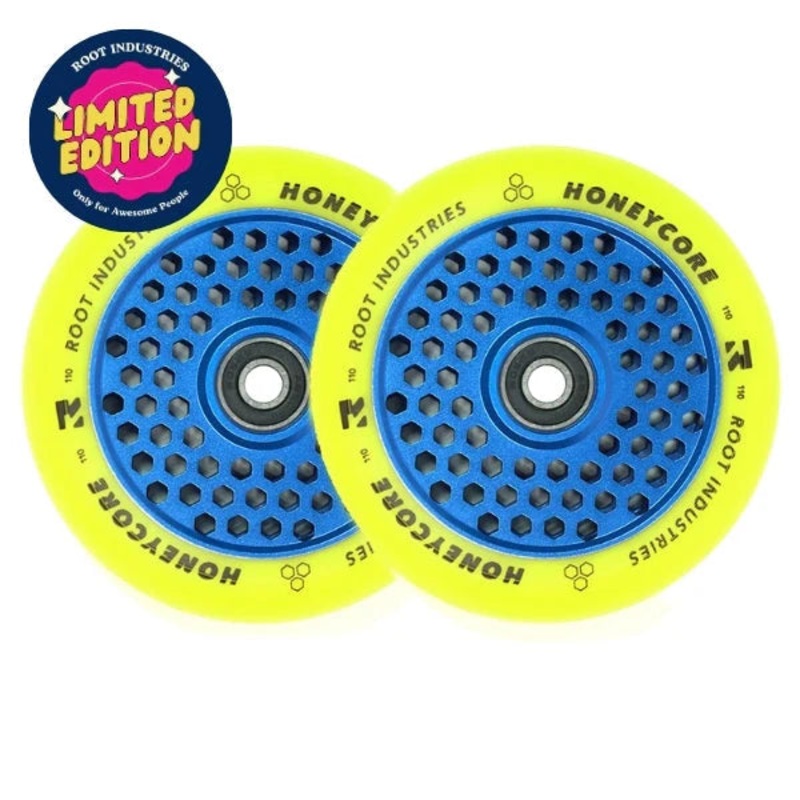 Root Industries HoneyCore Wheels 110mm – Yellow/Blue (Pair)