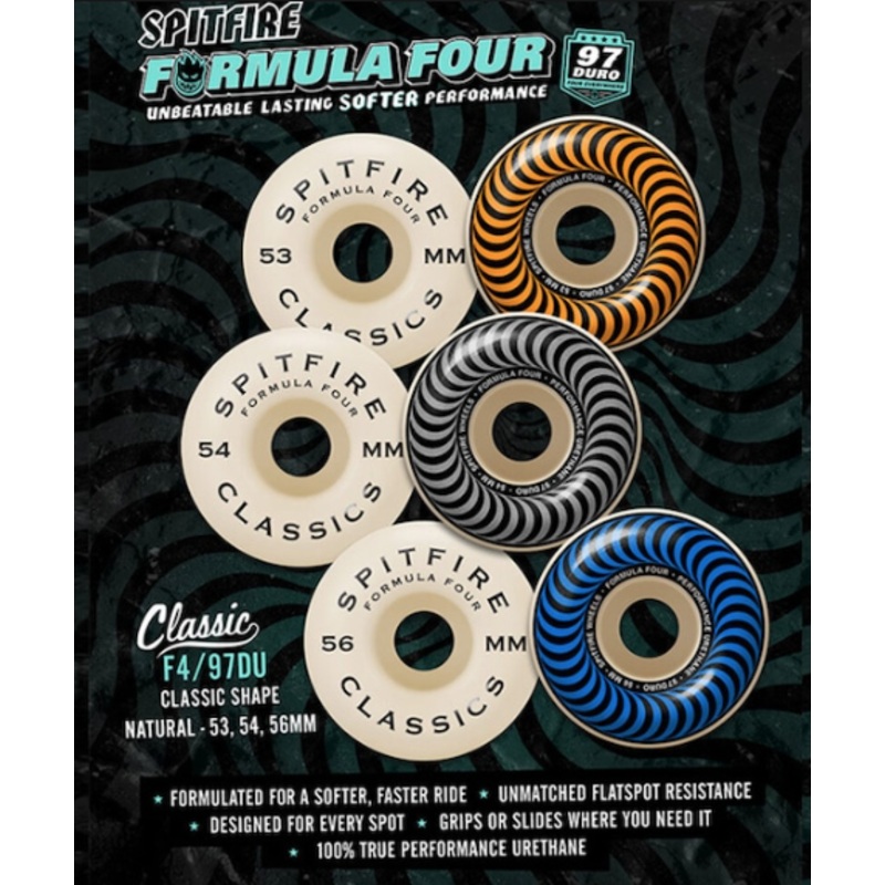 Spitfire F4 97D Classic Wheels – Natural 53mm