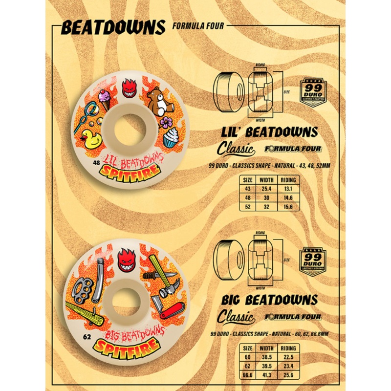 Spitfire F4 99D Big Beatdowns Classic Wheels – Natural 62mm