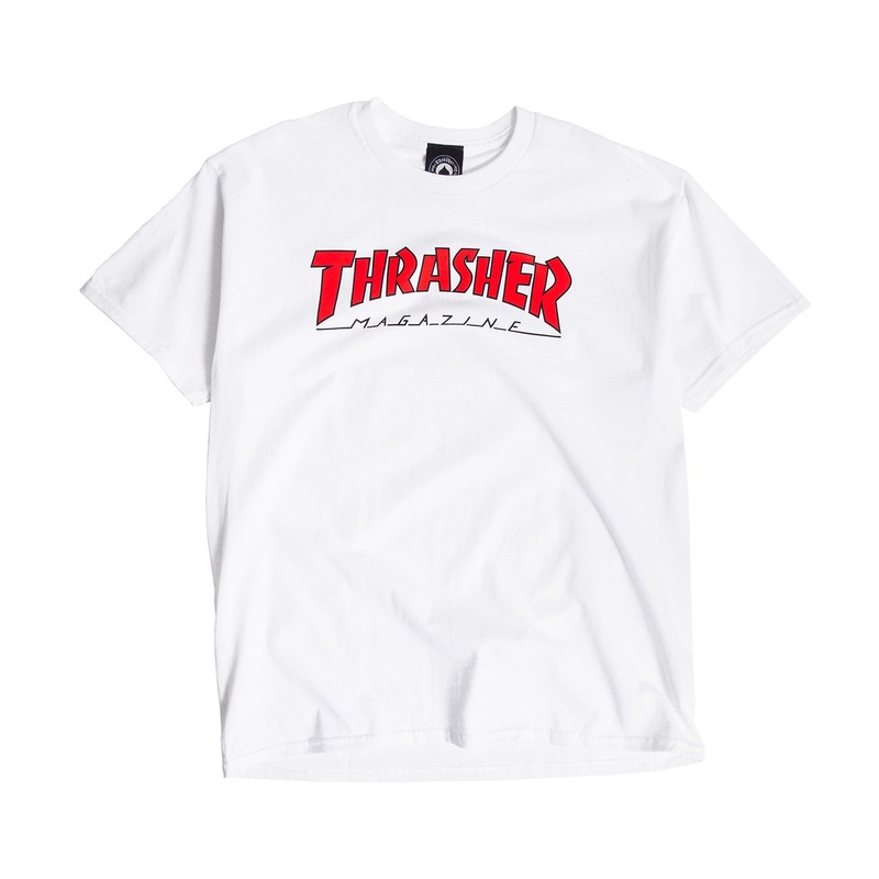 Thrasher Outlined T-Shirt S White/Red