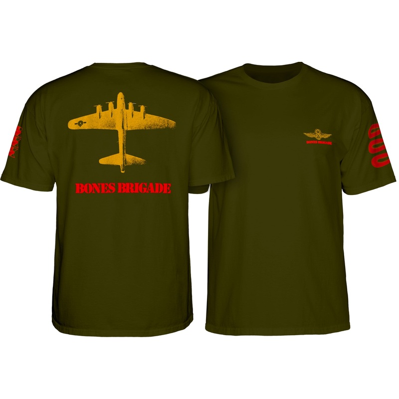 POWELL PERALTA BONES BRIGADE SERIES 15 BOMBER TEE GREEN MILITARY MEDIUM