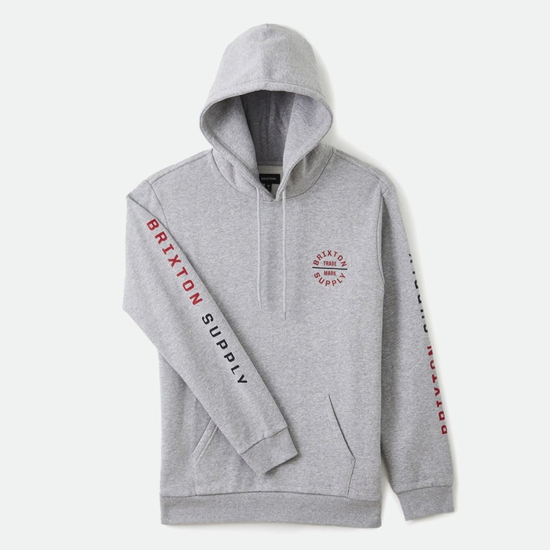 BRIXTON CREST SWEATER HEATHER GREY/RED SMALL