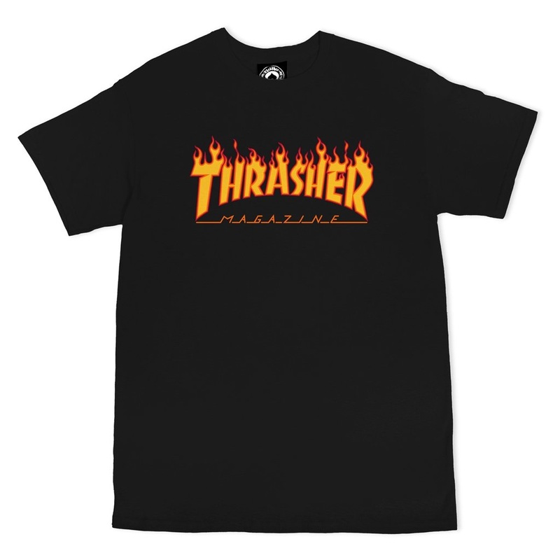 THRASHER FLAME LOGO TEE BLACK SMALL
