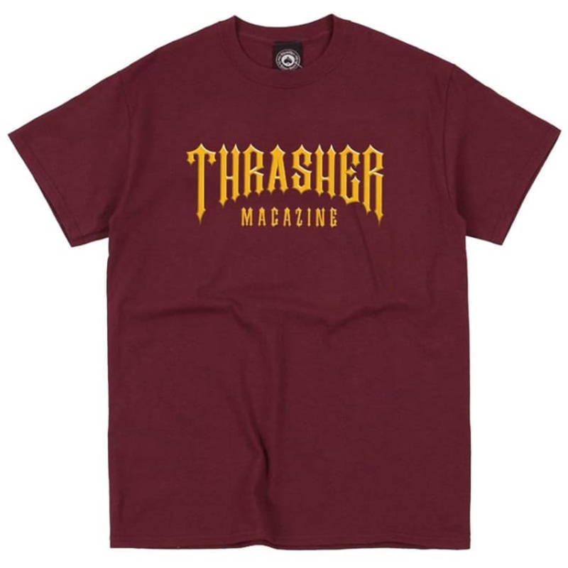 THRASHER LOW LOW LOGO TEE –  MAROON SMALL
