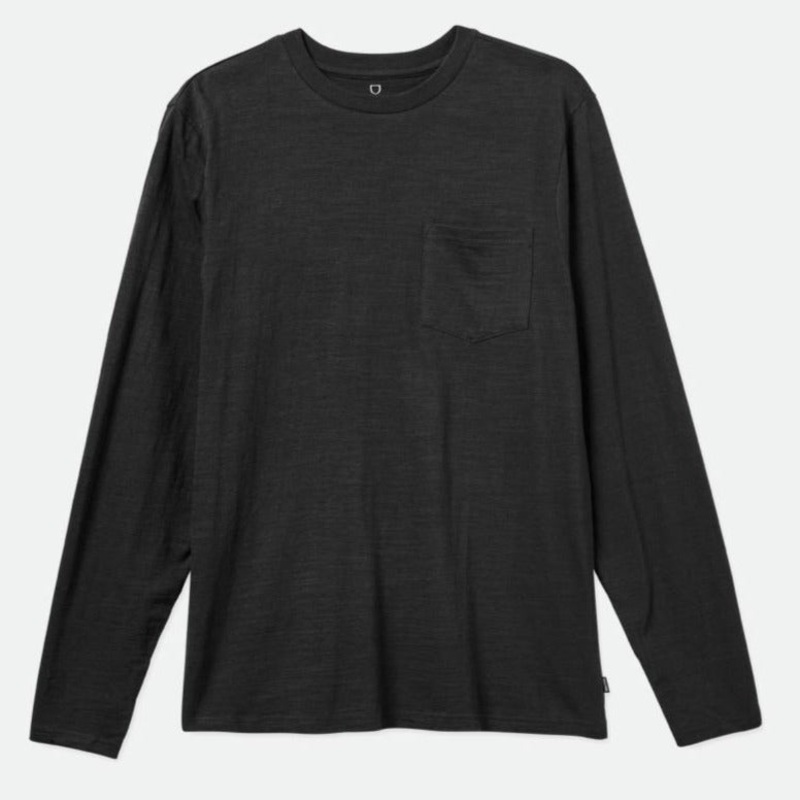 BRIXTON SLUB L/S POCKET TEE BLACK MEDIUM