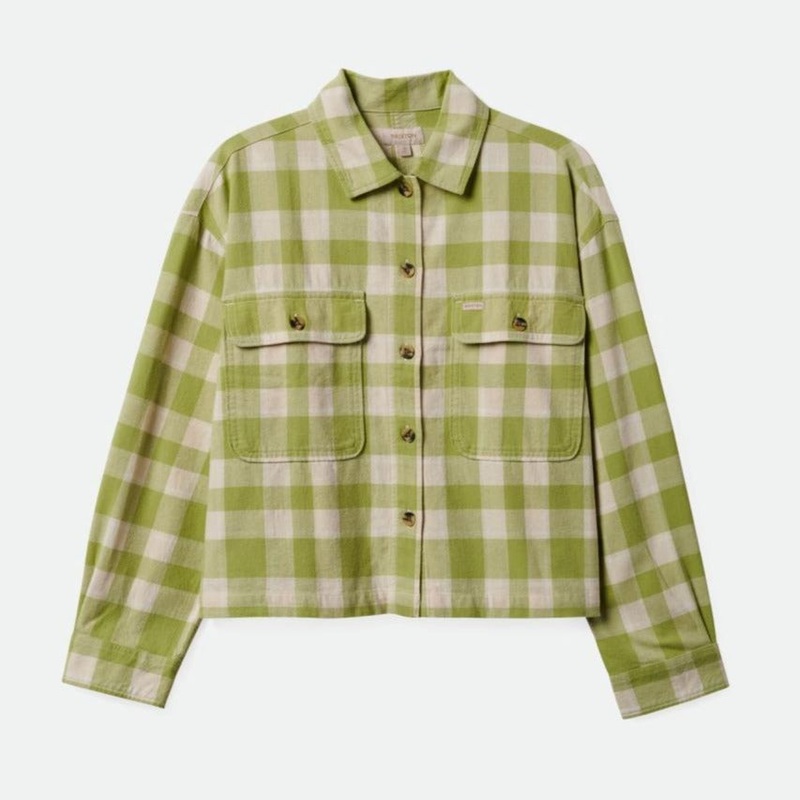 BRIXTON WOMENS BOWERY FLANNEL PEAR/WHITECAP SMALL