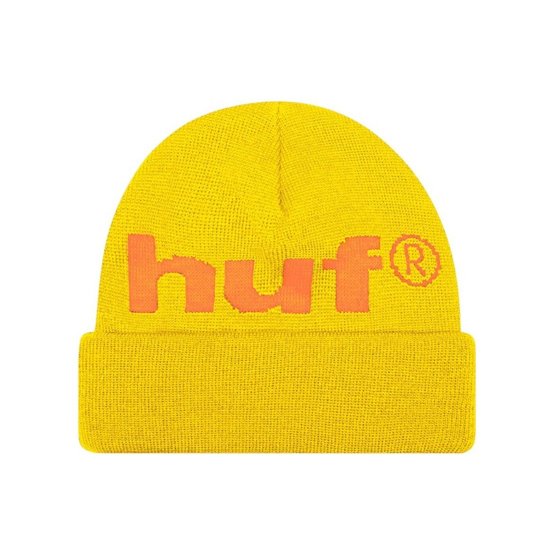 HUF 98 LOGO BEANIE YELLOW