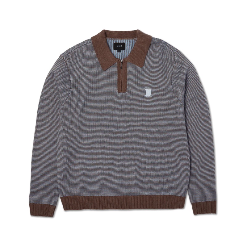 Huf Megablast Two Tone Waffle Sweater (Washed Blue/Moss) S