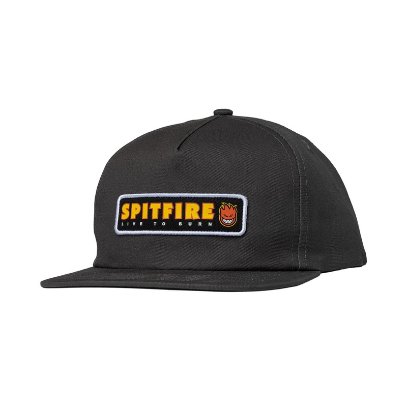 Spitfire Live To Burn Patch Snapback Hat O/S Charcoal