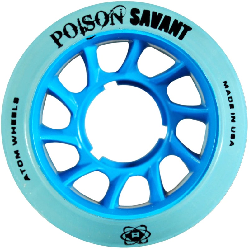 Atom Poison Savant Roller Skate Wheels 59x38mm 84a – Blue (Set of 4)
