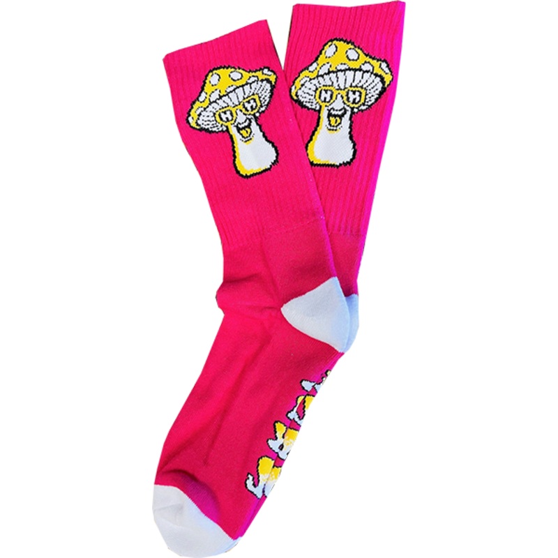 HAPPY HR MUSHROOM CREW SOCKS HOT PINK