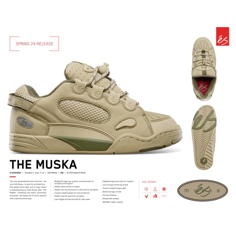 s Muska Shoe – Tan/Green 9.0 US