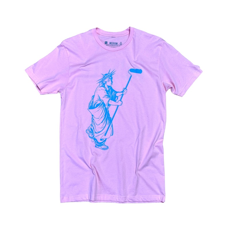Liberty & Hustle T – Pink/Blue XSmall