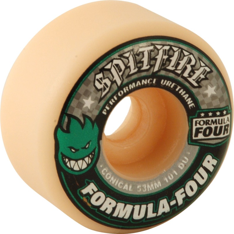 Spitfire Wheels F4 Conical 53mm 101a – White/Green/Black (Set of 4)
