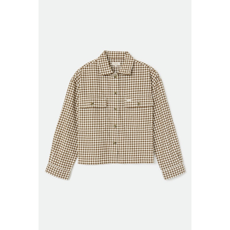 BRIXTON WOMENS BOWERY LIGHT WEIGHT FLANNEL TOFFEE X-SMALL