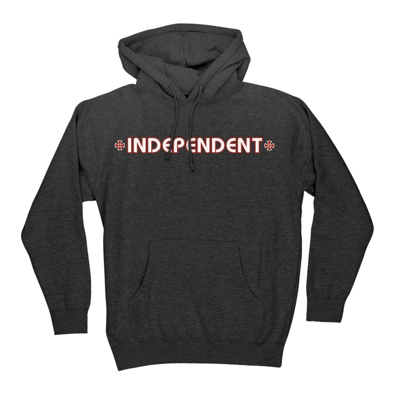 Independent Bar/Cross Pullover Hooded LS Men’s Sweatshirt – Charcoal Heather M Gray
