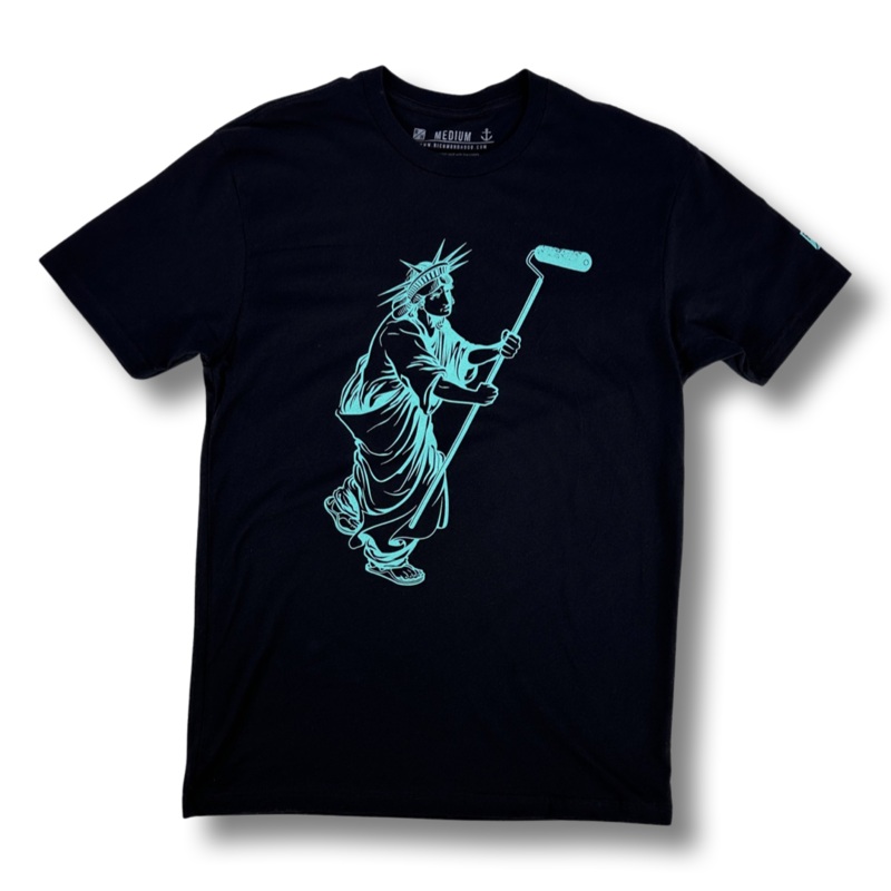 Liberty & Hustle  T – Black/Teal Small