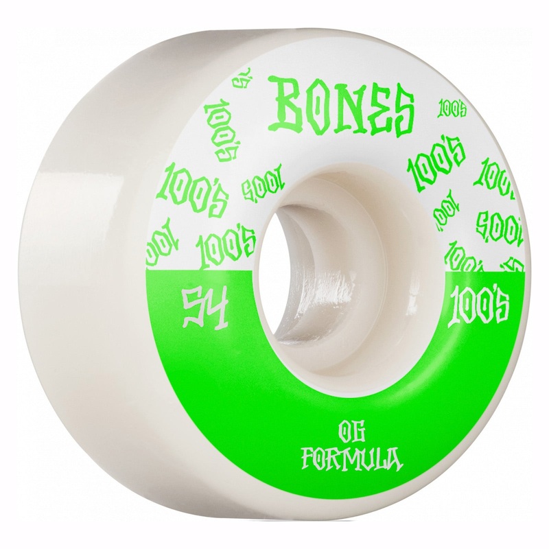 Bones OG 100’s #13 V4 Wide 54mm 100a Wheels – White (Set of 4)