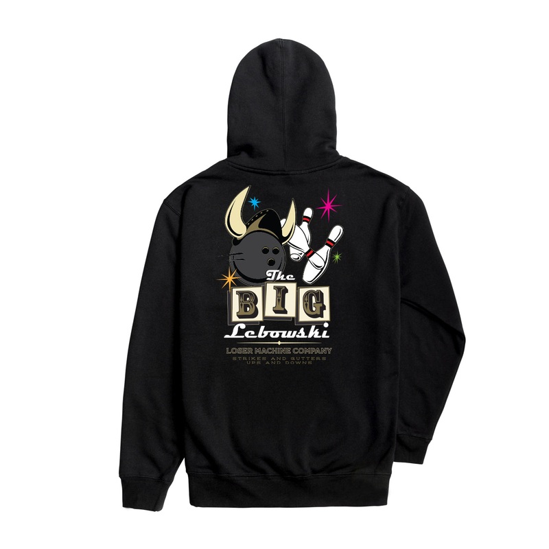 LOSER MACHINE X THE BIG LEBOWSKI STRIKES & GUTTERS FLEECE BLACK MEDIUM