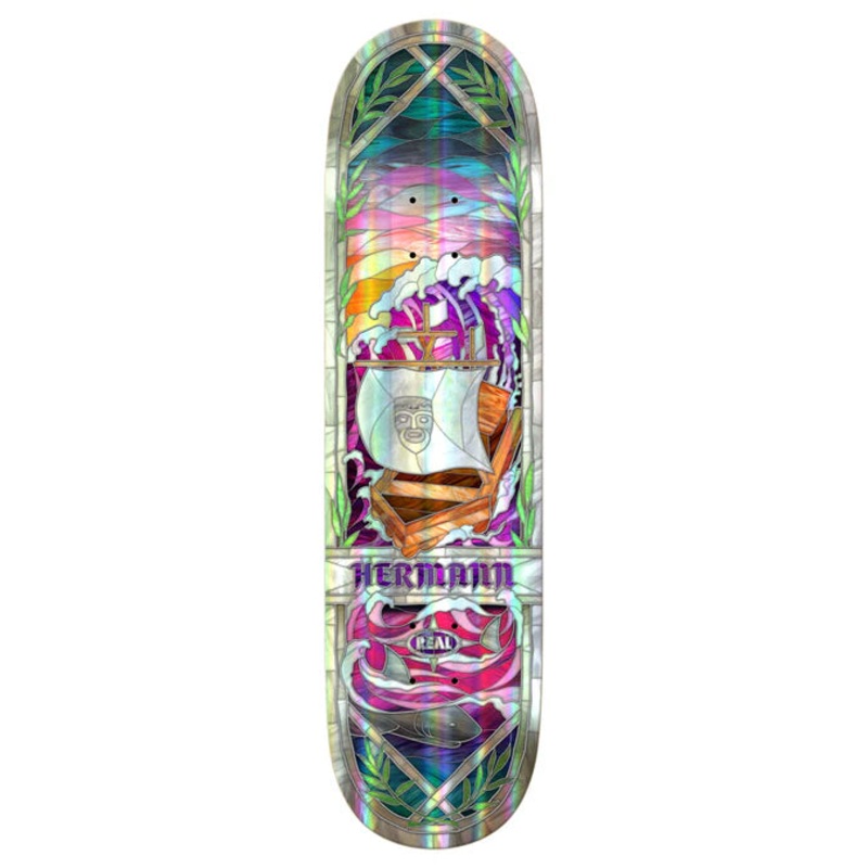 Real Hermann Holographic Rainbow Foil Cathedral 8.38″ Full Se Skateboard Deck