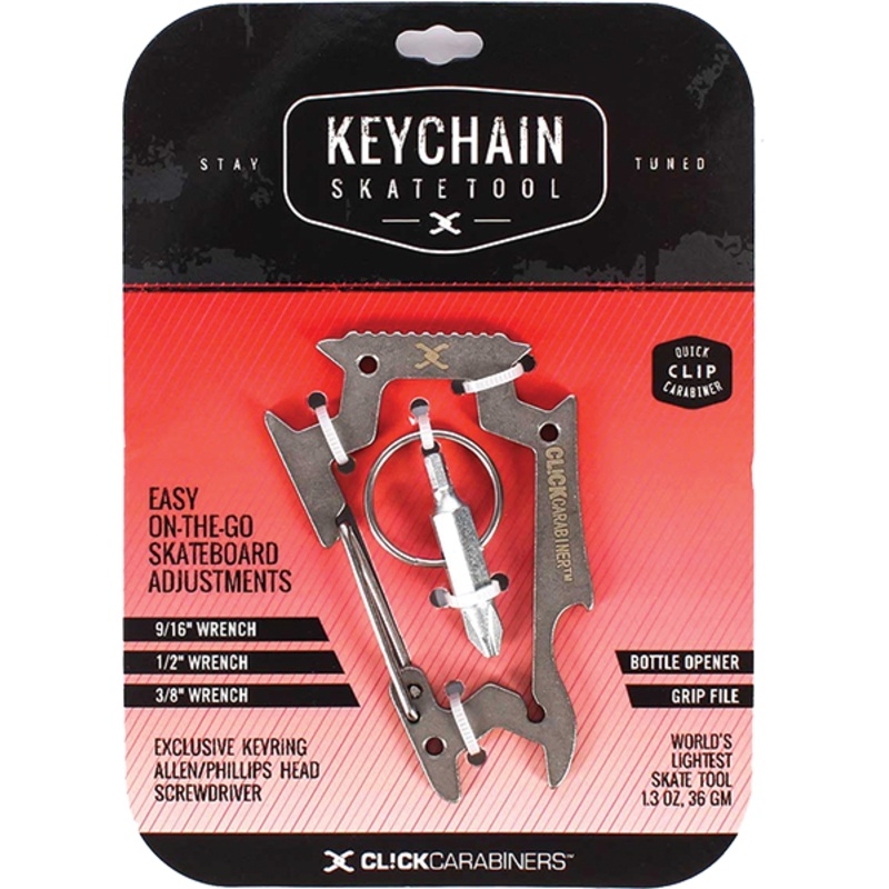 SK8OLOGY CARABINER KEYCHAIN SKATE TOOL BLACK
