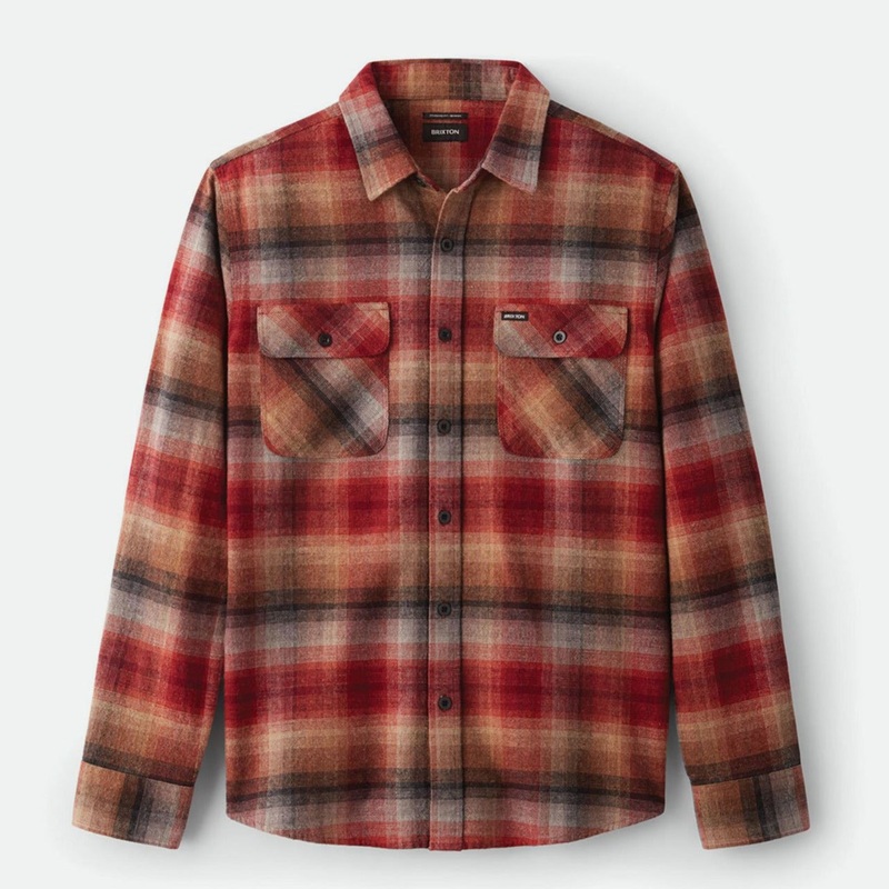 BRIXTON BOWERY FLANNEL DARK BRICK SMALL
