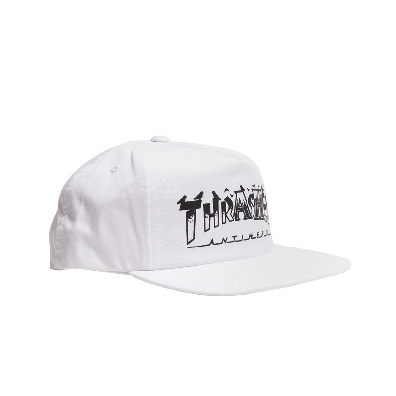 Thrasher X Antihero Pigeon Mag Snapback Hat O/S White