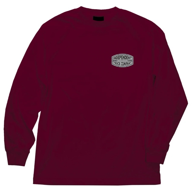 Independent ITC Curb Long Sleeve Mens T-Shirt – Burgundy M Maroon