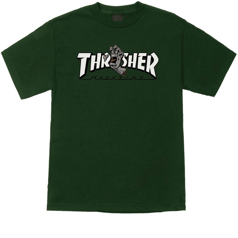 SANTA CRUZ X THRASHER SCREAMING LOGO T-SHIRT FOREST GREEN SMALL