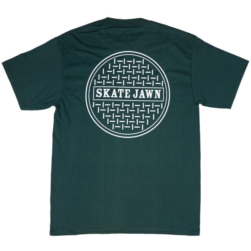 Skate Jawn Sewer Cap Tee (Dark Green) S