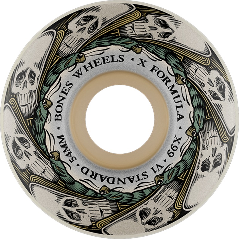 Bones X-Formula X-Ninety-Nine Head Rush V5 Sidecut 54mm 99a Wheels – Natural (Set of 4)