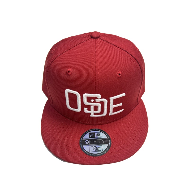 Oside SD – New Era Red with White logo Snapback Cap White Puff Embroidery