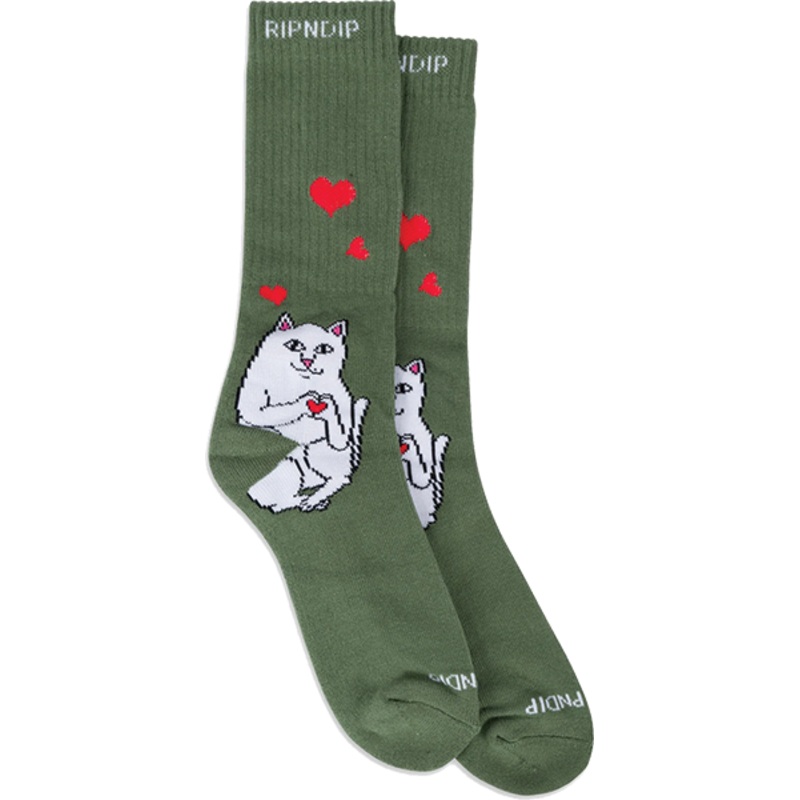 RIP N DIP NERMAL LOVE CREW SOCK OLIVE